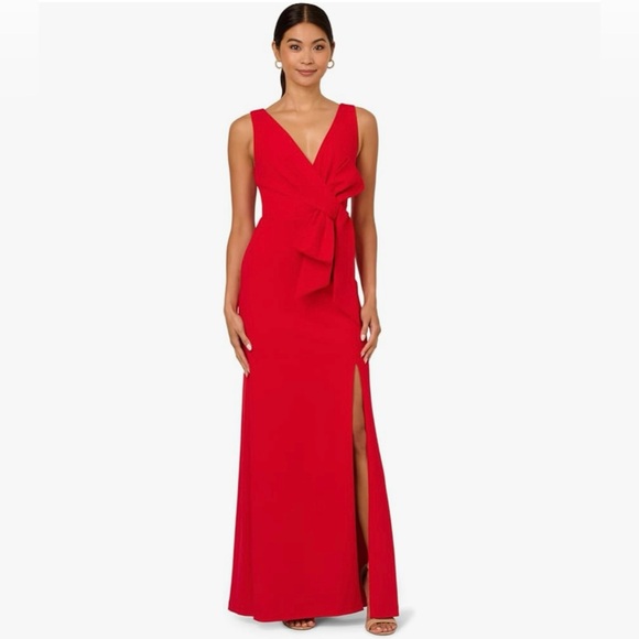 Adrianna Papell Dresses & Skirts - Adrianna Papell Womens Bow Front Crepe Gown